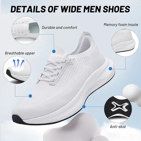 Moodeng Men's Road Running Shoe Wide Toe Box Shoes Supportive Non Slip Gym Athletic Sneaker for Workout Comfortable in Saudi Arabia