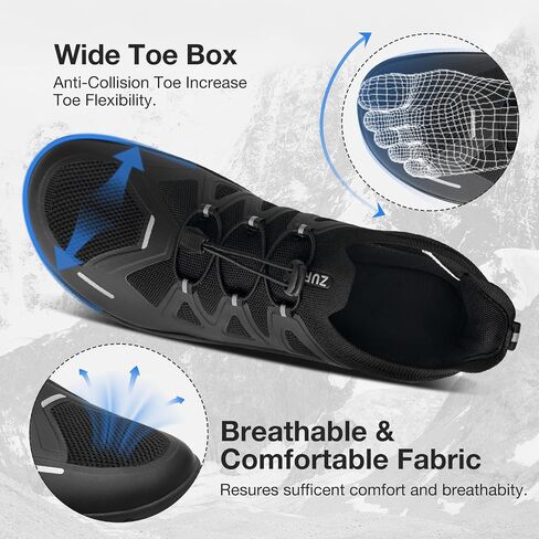 ZURIN Men's Barefoot Trail Running Shoes, Zero Drop Wide Toe Box Minimalist Slip on Shoes for Men, Comfortable Cross Training Sneakers for Walking Gym Hiking Weightlifting Workout in Saudi Arabia