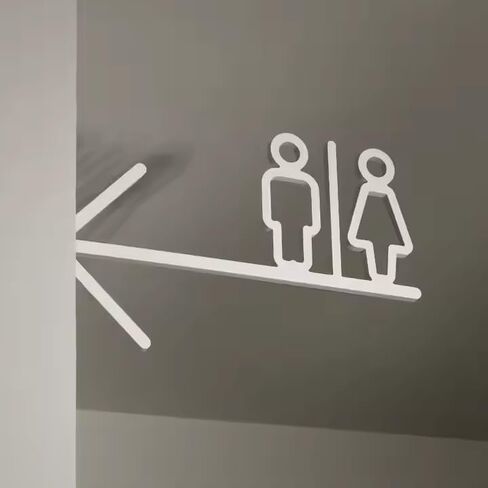 LED Bathroom Directional Sign, 15.7x3.9 inches, Wall Mount, Illuminated Restaurant Restroom Plate in Saudi Arabia
