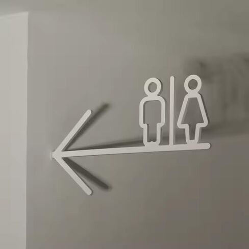 LED Bathroom Directional Sign, 15.7x3.9 inches, Wall Mount, Illuminated Restaurant Restroom Plate in Saudi Arabia