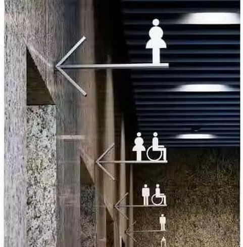LED Bathroom Directional Sign, 15.7x3.9 inches, Wall Mount, Illuminated Restaurant Restroom Plate in Saudi Arabia