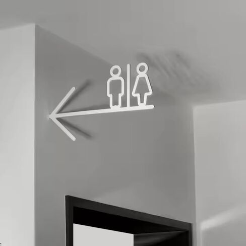 LED Bathroom Directional Sign, 15.7x3.9 inches, Wall Mount, Illuminated Restaurant Restroom Plate in Saudi Arabia