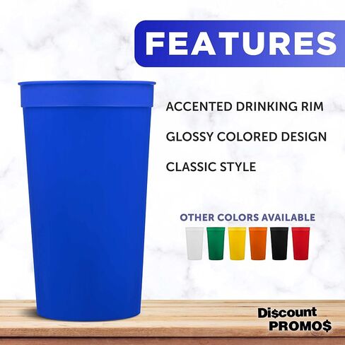 Custom Plastic Stadium Cups 32 oz. Set of 50, Personalized Bulk Pack - Perfect for Summer, Sporting Events, Birthdays, Picnic, Beach, Parties - Black in Saudi Arabia