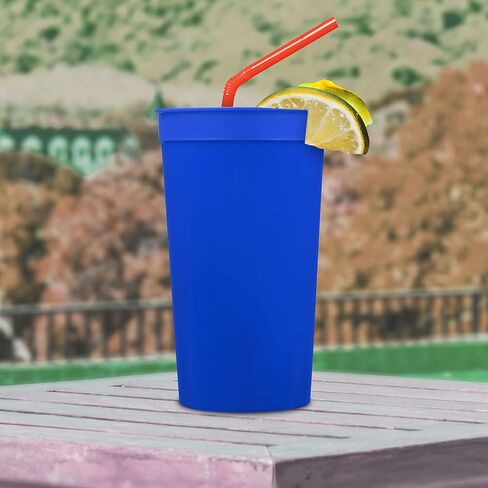 Custom Plastic Stadium Cups 32 oz. Set of 50, Personalized Bulk Pack - Perfect for Summer, Sporting Events, Birthdays, Picnic, Beach, Parties - Black in Saudi Arabia