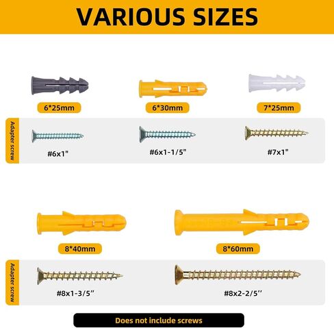 200 Count Premium Plastic Drywall Wall Anchors (Screws Not Included), Bulk Pack, Fits #7X1-Inch in Saudi Arabia