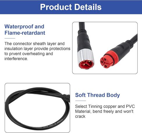 9 Pin E-Bike Motor Extension Cable Fit for Bafang G062 G063 750W 1000W Hub Motor, 11Pin 50Cm/19.68'' E-Bike Extension Conversion Cable, Female to Male Waterproof Connector in Kuwait
