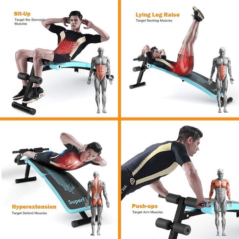 Gymax قابلة للتعديل مقعد ، طي التدريب في البطن مقعد مائل مع مقبض أزمة الاحتياطي ، انخفاض منحني AB مقعد للمنزل/الصالة الرياضية in Saudi Arabia