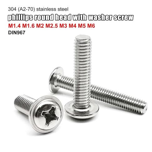10-50pcs m1.4 m1.6 m2 m2.5 m3 m4 m5 m6 cross phillips ban block bolt blood مع طوق الغسالة 304 A2-70 من الفولاذ المقاوم للصدأ PWM DIN967 (6 مم ، 50pcs M3) in Saudi Arabia