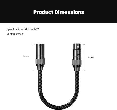 FOSI Audio XLR Cable 1ft ، 2 pack cables preamp to power amp ، التدريع الدائم لميكروفون ZA3 ZD3 DAC preamp in Saudi Arabia