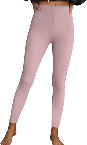 High Waisted Leggings for Women Tummy Control Buttery Soft Yoga Pants Solid Color Gym Workout Running Trendy Pant in Kuwait