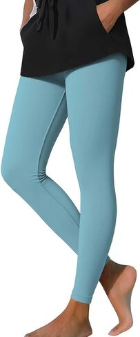 High Waisted Leggings for Women Tummy Control Buttery Soft Yoga Pants Solid Color Gym Workout Running Trendy Pant in Kuwait