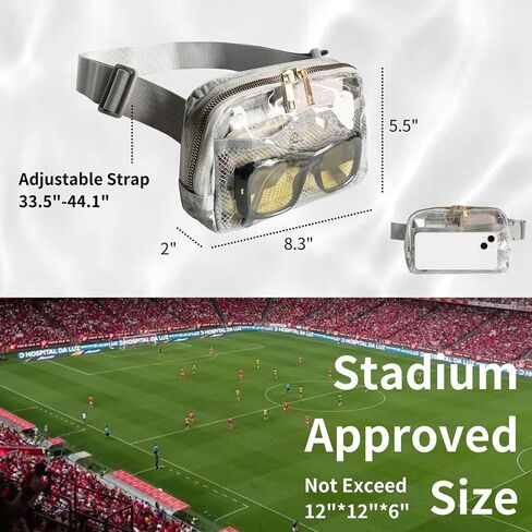 Clear Fanny Pack Belt Bag For Women Stadium Approved Small Crossbody Purse Transparent Mini Sling With Adjustable Strap Cute Waist Bag For Music Festival Concerts Sports Beach Running (Beige) in Kuwait