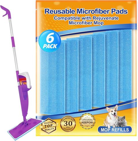 6 Pack Reusable Microfiber Mop Pad Compatible with Rejuvenate Microfiber Restorer Pad, Lint-Free Fit for Rejuvenate Floor Cleaner Machine Professional Washable Mop Pads All Floors in Saudi Arabia