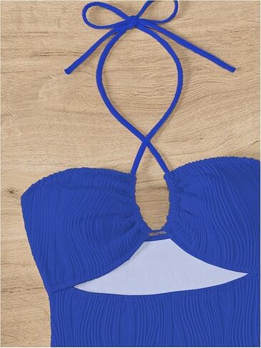 Skays Womens One One Swimsuit Texture Hollow Out Halter Suit With With-Up-Up 2 قطعة ملابس على الشاطئ in Kuwait