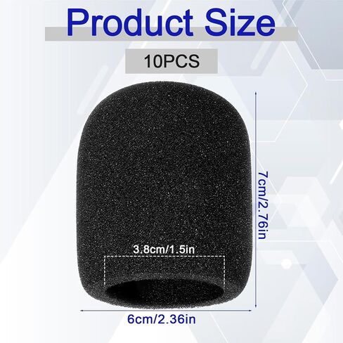 10 Pcs Foam Mic Covers for Microphones Cover Foam High Density Thickened Mic Covers for Microphone Windscreens Black Disposable Cover for Most Standard Handheld Microphone（2.75 * 2.36 Inches） in Saudi Arabia