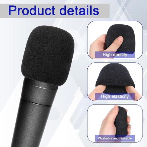 10 Pcs Foam Mic Covers for Microphones Cover Foam High Density Thickened Mic Covers for Microphone Windscreens Black Disposable Cover for Most Standard Handheld Microphone（2.75 * 2.36 Inches） in Saudi Arabia
