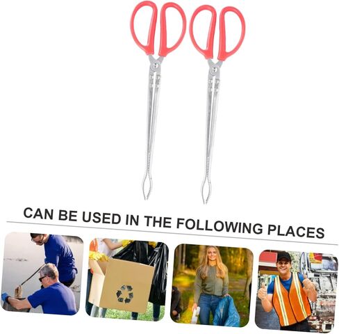 SAFIGLE 2pcs Stainless Steel Garbage Pliers Trash Grabber Tools for Easy Litter Collection and Cleanup Multi-Function Tongs for Household Use in Saudi Arabia