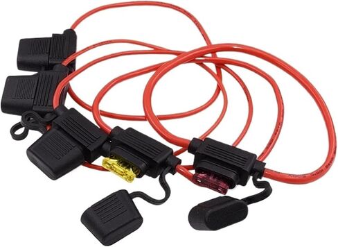 32V Mini Small Medium Auto Fuse Holder 18 16 14 12 10AWG and Car Blade Fuse 2A 3A 5A 7.5A 10A 15A 20A 25A 30A 35A 40A 1Set(10A,Mini 1 Pair,14 AWG) in Saudi Arabia