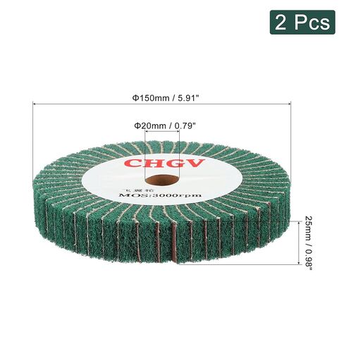 uxcell 2pcs 150mm x 25mm 320 Grit Non-Woven Polishing Burnishing Wheel Abrasive Cloth Nylon Wire Drawing Flap Wheel for Stainless Steel Metal Red in Saudi Arabia