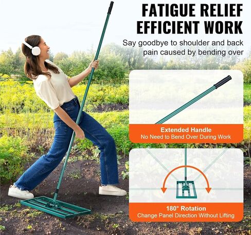 Lawn Leveling Rake 10x36/10x30/10x48inches Heavy-Duty Lawn Leveler with Steel Extended Handle for Garden Golf Lawn Farm(10x48inch) in Saudi Arabia