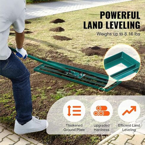Lawn Leveling Rake 10x36/10x30/10x48inches Heavy-Duty Lawn Leveler with Steel Extended Handle for Garden Golf Lawn Farm(10x48inch) in Saudi Arabia