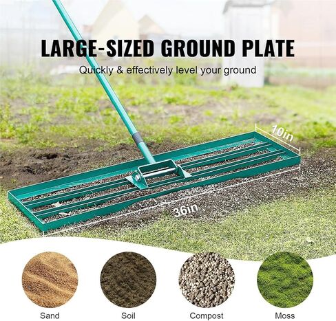 Lawn Leveling Rake 10x36/10x30/10x48inches Heavy-Duty Lawn Leveler with Steel Extended Handle for Garden Golf Lawn Farm(10x48inch) in Saudi Arabia