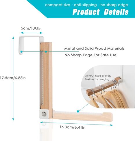 2 Pack Clothes Drying Rack, All Metal Over The Door Hooks, Thickness Adjustable, Collapsible, Space-saving Hangers Organizer, Fit 1/2/5'' Doors (Black) in Saudi Arabia