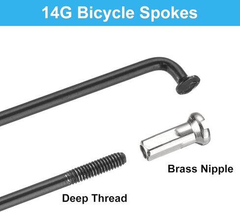 PATIKIL 14G Bicycle Spokes, Stainless Steel J Bend 2mm Mountain Bike Spokes with Brass Nipples in Saudi Arabia