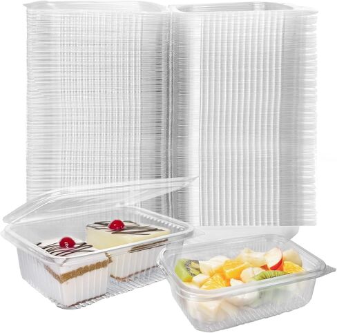 حاويات الطعام Klex 200 مفصلية مع غطاء مسطح ، حاوية خالية من Clamshell Takeout للسلطة والحلوى ، 16 أوقية ، 5 "x4.4" x2.5 "، مربع ، واضحة ، 200 عدد in Kuwait