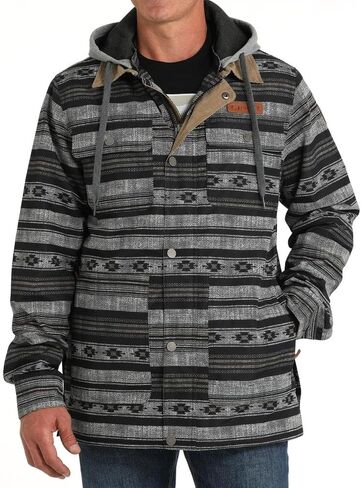 Cinch Men's Sherpa Print Canvas Jacket-MWJ1069002 (الولايات المتحدة ، ألفا ، xx-large ، العادية ، العادية ، الأسود/الرمادي) in Kuwait