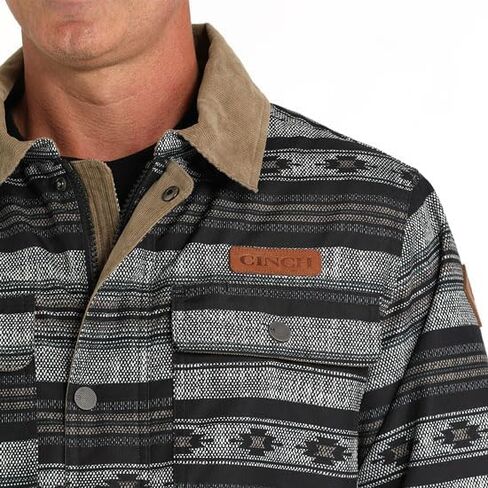 Cinch Men's Sherpa Print Canvas Jacket-MWJ1069002 (الولايات المتحدة ، ألفا ، xx-large ، العادية ، العادية ، الأسود/الرمادي) in Kuwait