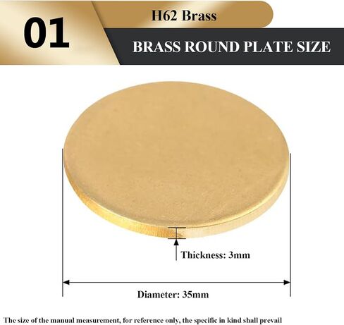 Brass Disc Round Plate Cut Material, Pack Of 2 H62 Brass Round Plates Thickness 3mm Diameter 10-50mm For Metal Stamping DIY(Diameter 40mm) in Saudi Arabia