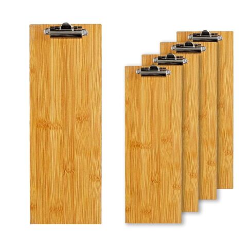 LZMS 4 Packs 4 1/2 "× 12 1/2" من الخشب الأسود ، حامل القائمة ، تحقق من مقدم العرض مع مقطع - مناسب لتقديم قوائم النبيذ والعروض اليومية in Kuwait