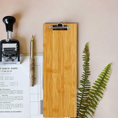 LZMS 4 Packs 4 1/2 "× 12 1/2" من الخشب الأسود ، حامل القائمة ، تحقق من مقدم العرض مع مقطع - مناسب لتقديم قوائم النبيذ والعروض اليومية in Kuwait