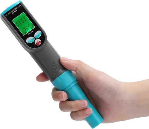 محمولة مذابة المقياس الأوكسجين عالية الدقة الشبكة الخلفية الشبكة LCD عرض التصميم التلقائي لدرجة الحرارة التصنيع لتربية الأحياء المائية حمام ABS مواد ABS 207x32x36mm in Saudi Arabia