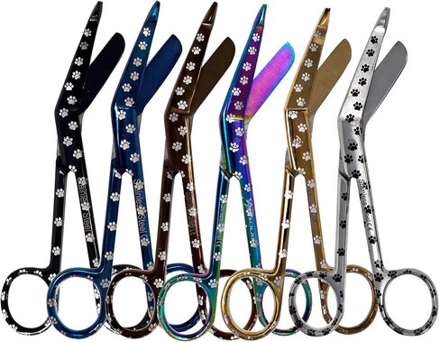 Set of 6 Assorted Pattern Nurse Doctor EMT Lister Bandage Scissors 5.5" (14cm), Stainless Steel, Premium Quality-Ideal Gift (Set 7) in Kuwait
