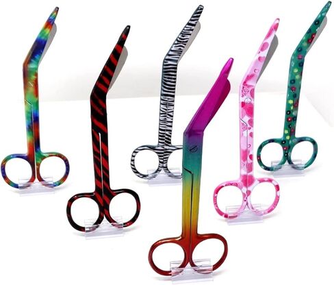 Set of 6 Assorted Pattern Nurse Doctor EMT Lister Bandage Scissors 5.5" (14cm), Stainless Steel, Premium Quality-Ideal Gift (Set 7) in Kuwait