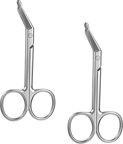 2 قطع مقص فغر ، مقص ضمادة جراحية ، التمريض من الفولاذ المقاوم للصدأ والمقص الجراحي ، مستلزمات رعاية العظم لقطع أكياس ستوما - 4.41 × 1.97 بوصة ، منحنية (فضية) in Kuwait