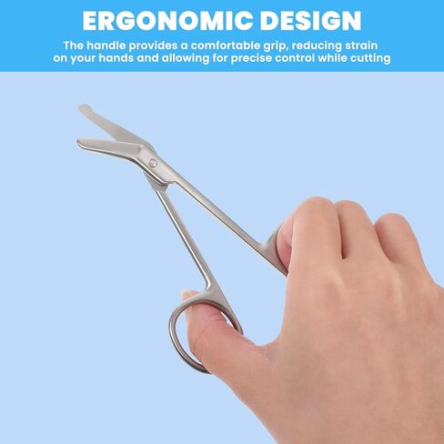 2 قطع مقص فغر ، مقص ضمادة جراحية ، التمريض من الفولاذ المقاوم للصدأ والمقص الجراحي ، مستلزمات رعاية العظم لقطع أكياس ستوما - 4.41 × 1.97 بوصة ، منحنية (فضية) in Kuwait
