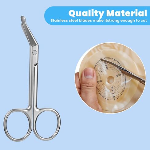 2 قطع مقص فغر ، مقص ضمادة جراحية ، التمريض من الفولاذ المقاوم للصدأ والمقص الجراحي ، مستلزمات رعاية العظم لقطع أكياس ستوما - 4.41 × 1.97 بوصة ، منحنية (فضية) in Kuwait