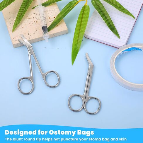 2 قطع مقص فغر ، مقص ضمادة جراحية ، التمريض من الفولاذ المقاوم للصدأ والمقص الجراحي ، مستلزمات رعاية العظم لقطع أكياس ستوما - 4.41 × 1.97 بوصة ، منحنية (فضية) in Kuwait