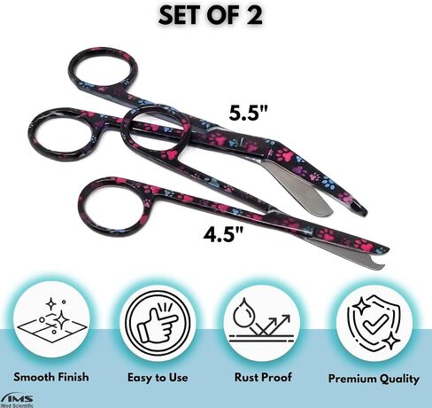 2PCS PET Tech Scissors تتضمن مقصات ضمادة Lister + خياطة مقصات مقص متعدد الوظائف متعددة الفولاذ المقاوم للصدأ هدية أسبوع التمريض (أسود متعدد الكفوف) in Kuwait