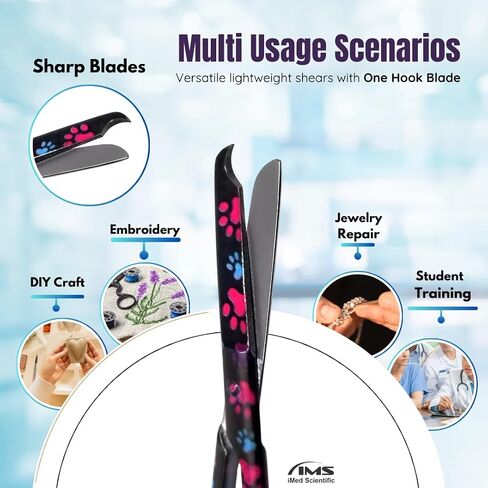 2PCS PET Tech Scissors تتضمن مقصات ضمادة Lister + خياطة مقصات مقص متعدد الوظائف متعددة الفولاذ المقاوم للصدأ هدية أسبوع التمريض (أسود متعدد الكفوف) in Kuwait