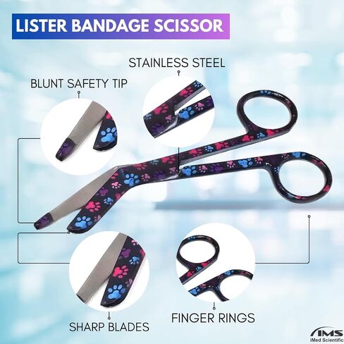 2PCS PET Tech Scissors تتضمن مقصات ضمادة Lister + خياطة مقصات مقص متعدد الوظائف متعددة الفولاذ المقاوم للصدأ هدية أسبوع التمريض (أسود متعدد الكفوف) in Kuwait