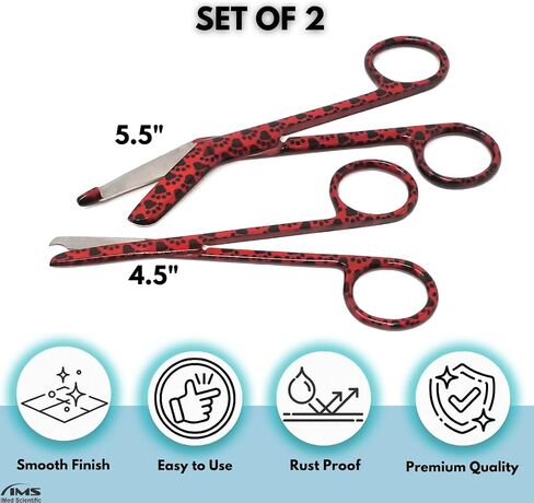 2PCS PET Tech Scissors تتضمن مقصات ضمادة Lister + خياطة مقصات مقص متعدد الوظائف متعددة الفولاذ المقاوم للصدأ هدية أسبوع التمريض (أسود متعدد الكفوف) in Kuwait