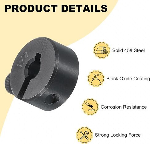uxcell 8pcs Single Split Shaft Collar 1/8" Bore One-Piece Clamping Collar, 1/2" OD, 1/4" Thickness, Black Oxide Steel Set Screw Lock Collar Clamp in Saudi Arabia