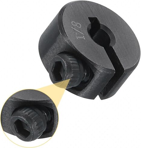 uxcell 8pcs Single Split Shaft Collar 1/8" Bore One-Piece Clamping Collar, 1/2" OD, 1/4" Thickness, Black Oxide Steel Set Screw Lock Collar Clamp in Saudi Arabia