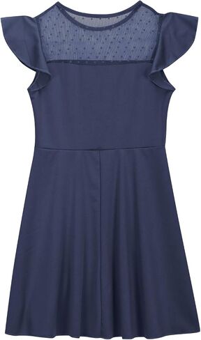 Girls Dress Summer Ruffle Sleeve Mini Dress Mesh A Line Party Dresses Formal Wedding Guest Dress for Kids 4-14 Years in Saudi Arabia