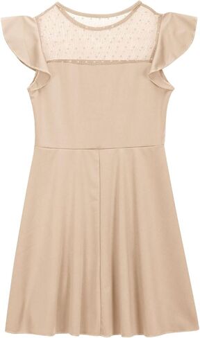 Girls Dress Summer Ruffle Sleeve Mini Dress Mesh A Line Party Dresses Formal Wedding Guest Dress for Kids 4-14 Years in Saudi Arabia