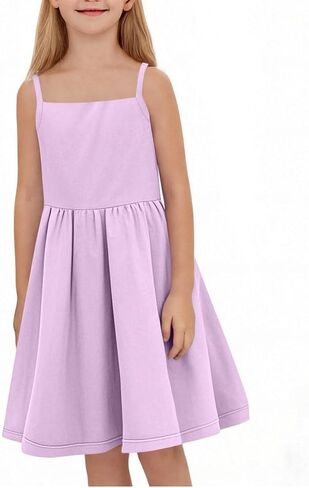 Tween Girls Sundress Spaghetti Strap Summer Dress Flowy Beach Vacation Dress Square Neck A Line Loose Casual Dresses in Saudi Arabia